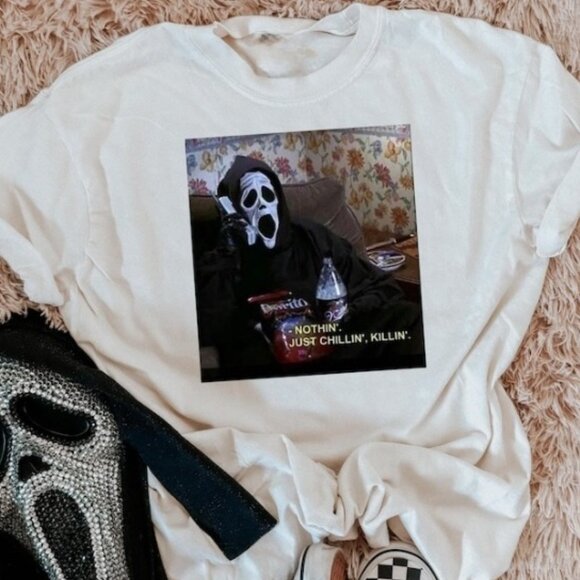 Gildan Other - Halloween Shirt, Nothin' Just Chillin' Killin' Shirt, Funny Halloween Shirt